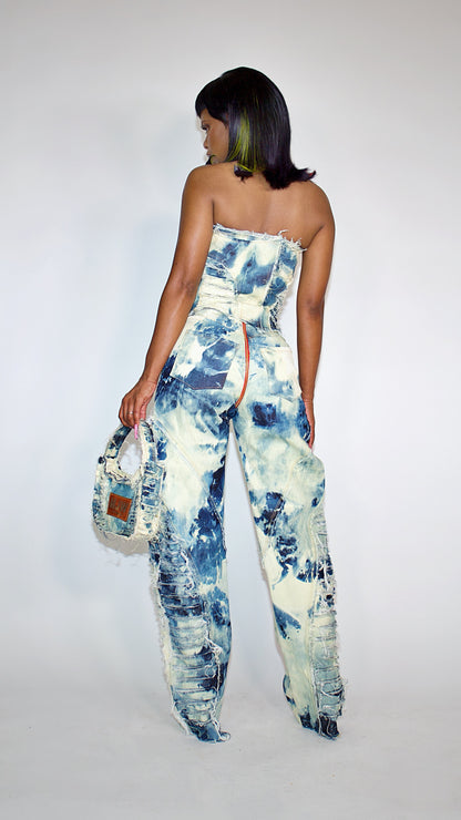 DISRESS DENIM LACE UP CORSET TOP image 2