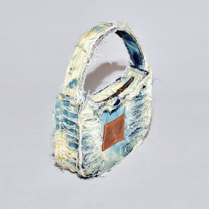 RAW BLEACH DENIM HANDBAG