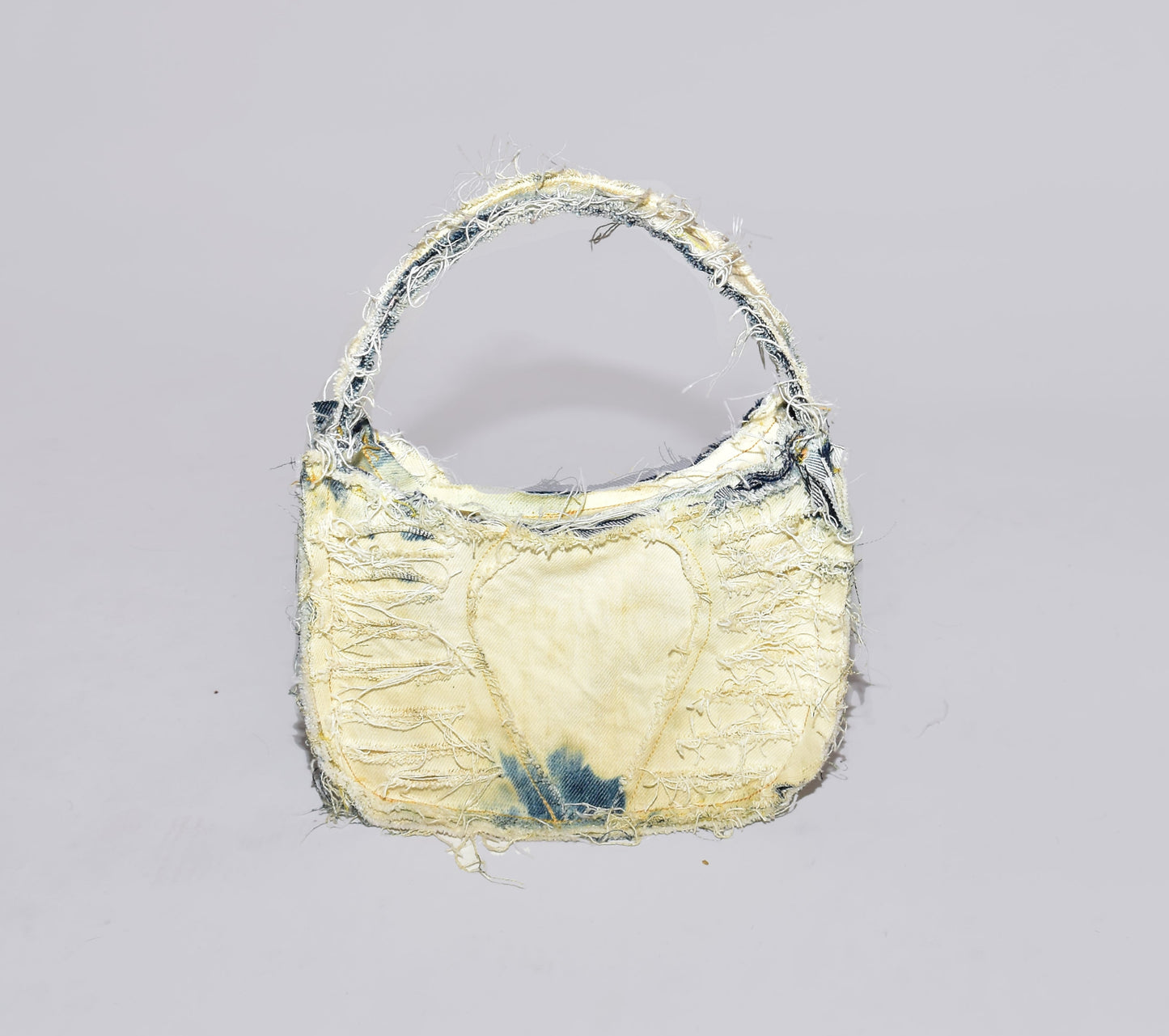 RAW BLEACH DENIM HANDBAG