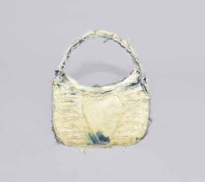 RAW BLEACH DENIM HANDBAG