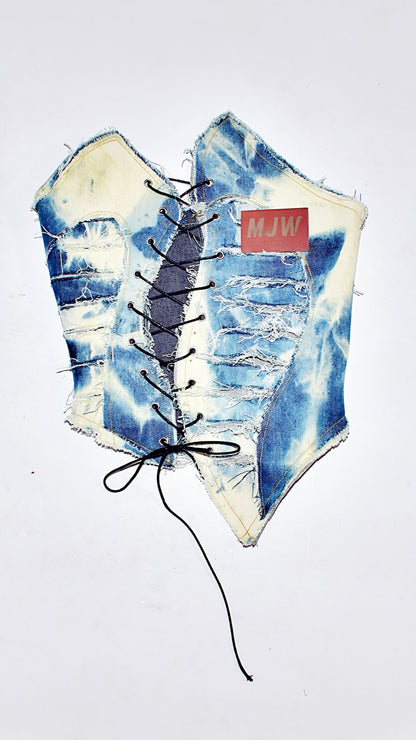 DISRESS DENIM LACE UP CORSET TOP image 0