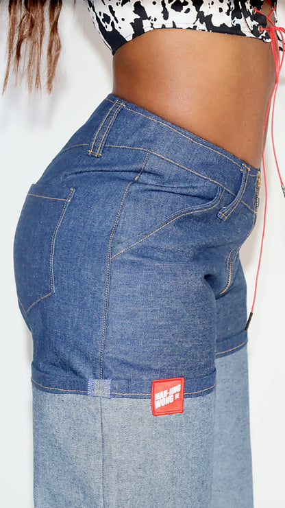 CHERRY COLA CONTRAST WIDE-LEG JEANS image 3