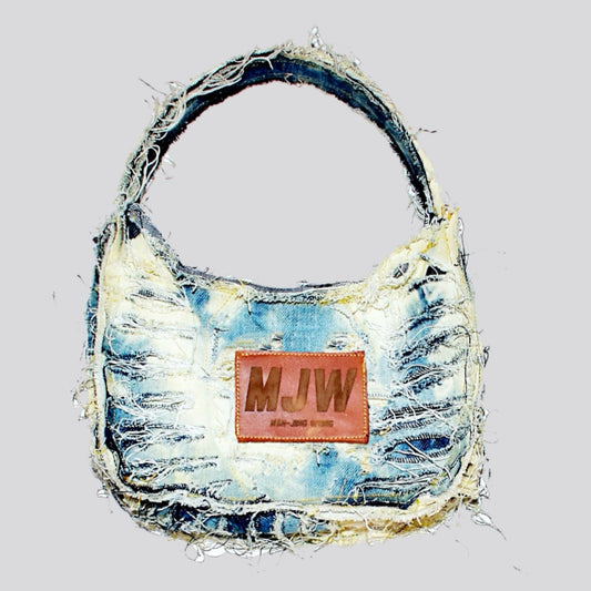 RAW BLEACH DENIM HANDBAG