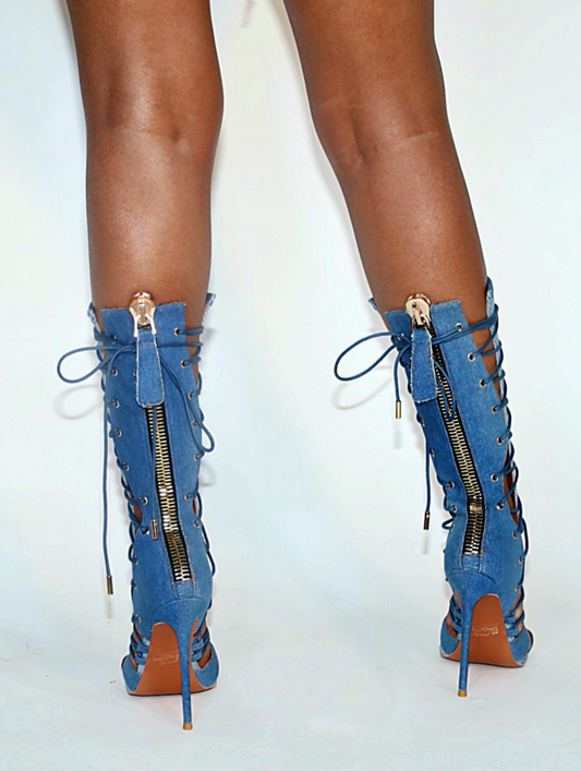 BLU LEMONADE DENIM HEELS